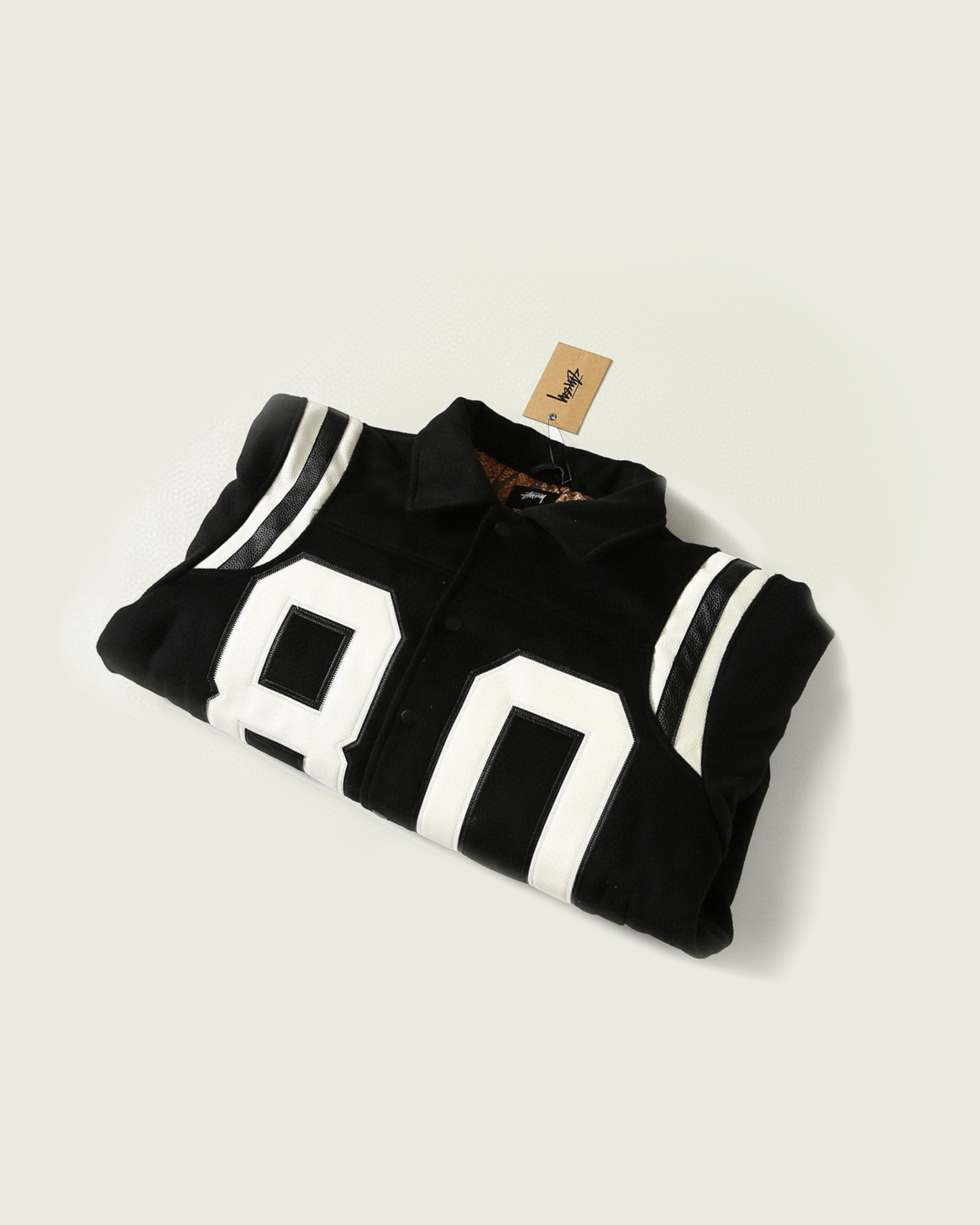Stussy 80 wool varsity  jacket black